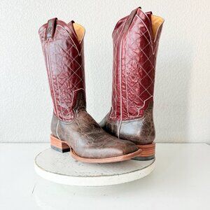 Rod Patrick Mens Cowboy Boots 14.5A Brown Mocha Bison Leather Soles Square Toe